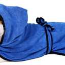 Dog Towels for Drying Dogs with Hooded, Dog Robe for After Bath, Microfibre Absorbent Pet Shower Robe for Cats and Dogs of All Breeds, Small(Blue)