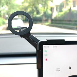 Tesla Model Y/Model 3 Accessories Phone Mount for MagSafe, Car Phone Holder Mount for Tesla 3/Y/S/XStrongest Magnet Power Fits All Phones - with Magnetic Ring (Black Magnetic Regular Model)