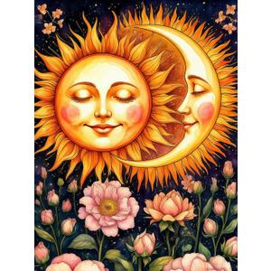2 x Miairivy Sun & Moon 5D Diamond Painting Kits for Adults, Diamond Art Sets for Adults Beginners, Full Round Drill Dot DIY Gem Art Craft Home Wall Decor and Gift - 12x16 Inches