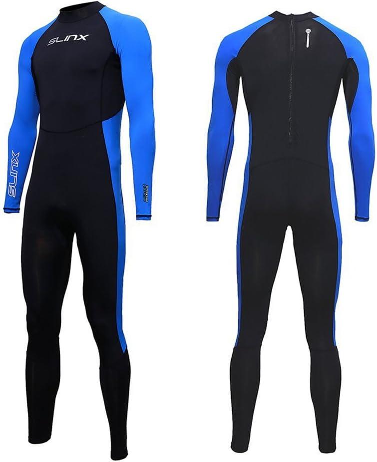 Full Body Dive Wetsuit Sports Skins Rash Guard for Men Women, UV Protection Long Sleeve One Piece Swimwear for Snorkeling Surfing Scuba Diving Swimming Kayaking Sailing Canoeing, Large, Black and Blue 