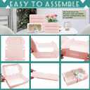 40 Pack Cookie Boxes with Clear Window, 7 x 4 3/8 x 1 Inch Small Pink Kraft Candy Boxes Premium Pastry Boxes with Tags Ropes for Cookie Packaging, Dessert, Donuts, Pie, Cupcakes, Parties
