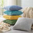 decorUhome Spring Chenille Soft Throw Pillow Covers 12x20 Set of 2, Lumbar Velvet Farmhouse Neutral Decorative Euro Pillow Covers with Stitched Edge for Couch Sofa Bed Home Decor, Forest Elf