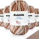 250g(5x50g) Acrylic Yarn for Crochet/Knitting, Colorful Gradient Yarn Thread, 5 Rolls Skeins, Perfect for Any Knitting Crochet and Crafts Mini Project (46 khaki)