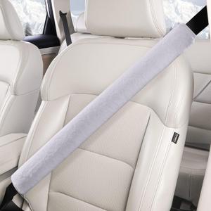 LACDL Extra Long Seatbelt Cover Super Soft Furry for Adults Kids Women & Men, Thick Plush Full Car Seat Belt Strap Cushion, Fluffy Shoulder Pad Protector, Auto Interior Accessories, 1pc, Grey, 19.5in