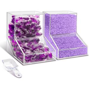 MKRBJ Laundry Pods Container with Spoon, Acrylic Candy Dispenser with 2 Lid, Dishwasher Pod Holder, Laundry Detergent Container, Laundry Organization for Laundry Room, Home, Office Used- Stand, 2pcs