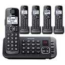 Panasonic DECT 6.0 Expandable System, Cordless Phones With Answering Machine and Call Blocking - 5 Cordless Phones 5 Handsets - KX-TGE645M (Metallic Black)