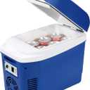 Iceblue Mini Fridge, 7 Liter /9 Cans Skincare Fridge with Belt, AC Plug & 12V Car Charger Dual-use Small Refrigerator, Compact & Portable Refrigerator for Car, Dorm, Travel, Picnic, Gift - Blue