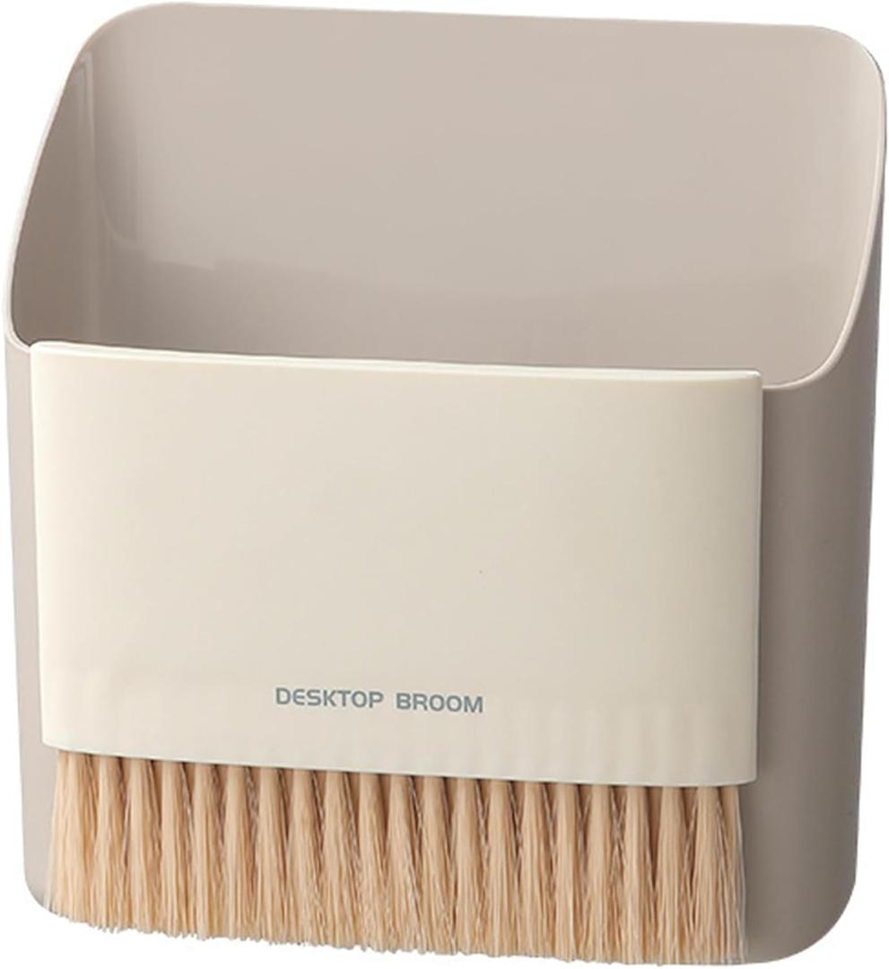Small Broom and Dustpan Set, Portable Hand Whisk Broom Brush, Mini Hanging Trash Can,Soft Bristle Household Brooms with Dust Pan Combo Set for Cleaning Desktops,Draewr,Sofa,Keyboard - 1 Set (Gray)