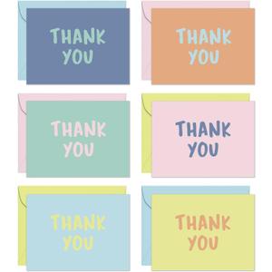 S&O Thank You Cards with Envelopes - Blank Decor sheets for Handwritten Messages -Greeting Notes and Covers Set of 24 - Assorted Thank You Cards with Stylish Color Envelopes to Mix & Match