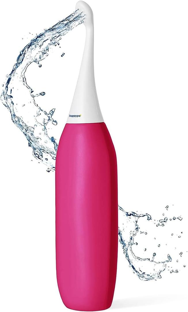 HappyPo The Original XL Butt Shower - Portable Bidet with 50% More Volume - The Easy-Bidet 2.0 Replaces Wet Wipes and Shower Toilet - Portable Bum Spray for Travel - Raspberry