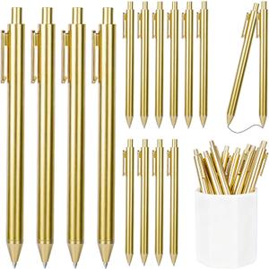 50 Pcs Gold Pens for Writing Slim Metallic Ballpoint Bulk, Retractable Gold Pen for Wedding Guest Book, Wedding Pens Black Ink Smooth Writing 1.0 mm Bridal Shower Business Office Students Teachers