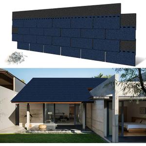 NeatiEase Roofing Shingles 3-Tab, 8 Pack Asphalt Shingles Roof Tiles for Storage Shed, Architectural, Residential, Garage Roof (Dark Blue)