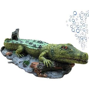SLOCME Aquarium Alligator Air Bubbler Decorations - Aerating Action Crocodile Ornament, Oxygen Bubble Resin Crafts for Aquarium Fish Tank Decor