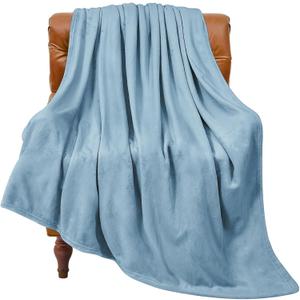 BEDELITE Fleece Blanket Washed Blue Throw Blankets for Couch & Bed, 300GSM Luxury Plush Cozy Fuzzy Blanket 50" x 60", Super Soft Warm Lightweight Throw Blanket for Travel Camping