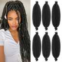 Springy Afro Twist Hair 6 Packs Marley Twist Braiding Hair Pre-Fluffed Spring Twist Hair For Soft Locs Afro Twist Hair For Women 1B# (Black#), 22inch (Pack of 6)