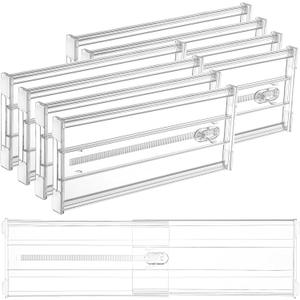 Vtopmart 8 Pack 6" Tall Upgrade Drawer Dividers for Big and Deep Drawer, 12.8"-22.3" Adjustable Expandable Dresser Drawer Organizer, Clear Plastic Separators for Dresser, Baby Supplies, Kitchenware
