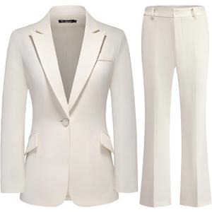 Women's Suit 2 Piece Set Pinstripe Blazer and Bootcut Dressy Pants Set for Work Office Business Outfits (XX-Large, Apricot)