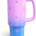 YOME 40 oz Butterfly Tumbler with Handle and Flip Straw for Women | Stainless Steel Insulated Water Bottle | Keeps Drinks Cold | Dishwasher Safe | Cupholder Friendly | Gift Gym Travel Yoga (Flying Butterfly Purple)