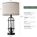 Reaketon Black Table Lamps for Living Room Set of 2, 22.3" Farmhouse Lamps for Nightstand, Industrial Table Lamps for Bedroom with USB Ports, Bulbs Included
