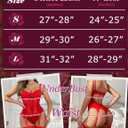 Sexy Lingerie Set for Women,Lace Lingerie Body suit Garter Belt and Thigh Highs Set Teddy Wireless (Red, L)