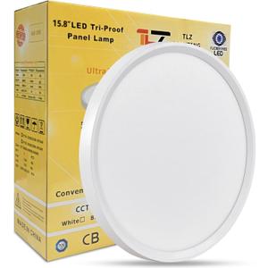 15.8 Inch LED Flush Mount Ceiling Light, 32W, 3480LM, 3000K/4000K/6000K CCT Selectable, Ultra-Slim LED Ceiling Light Fixtures, Low Profile Round Flat Panel Light for Bedroom,Kitchen,Hallway(White)