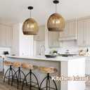 17" Rattan Pendant Light,Hand Woven Wicker Hanging Light, D17.72"xH18.11"
