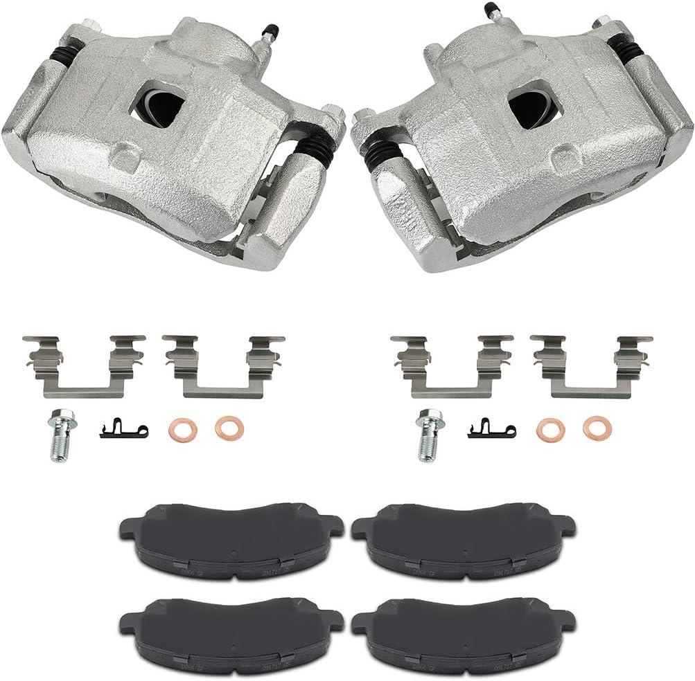SCITOO Front Left & Right Brake Kit [4] Brake Pads [2] Brake Disc Calipers w/Bracket Compatible With 2007-2012 for Dodge for Caliber
