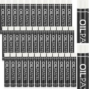 Geyoga 36 Pcs Soft Oil Pastels Bulk Artists Oil Crayons Single Color Creamy Pastels for Art Painting Drawing Blending for Artists(White)