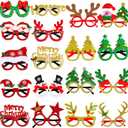 Max Fun 18Pcs Christmas Party Glasses Glitter Holiday Glasses Frames with 18 Designs Christmas Accessories for Christmas Party Favors Holiday Favors(One Size Fits All)