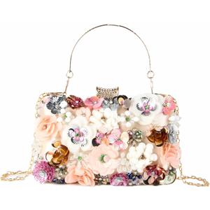 Women Clutches Flower Evening Handbag Chain Strap Shoulder Bag