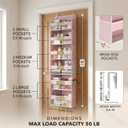 HOMELUX THEORY UPGRADED 6 Tiers Over The Door Organizer Hanging - 100D EXTRA THICK & 50lbs HUGE CAPACITY, 12 Side Mesh Pockets Over The Door Shoe Organizer, Hanging Closet Organizer (Baby Pink, 1pc)