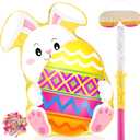Bunny Easter Egg Piata with Blindfold, Bat and Filler, Funny Cute Bunny Party Favors for Cute Bunny Easter Egg Theme Kids and Adults Party Supplies Decoration (Cute)