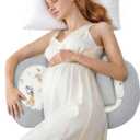 Pregnancy Pillow for Sleeping, Maternity Pillow with Removable Cooling Cover, Support for Back, Belly and Hips, Portable Travel Wedge Pillow for Pregnant Women with Adjustable Small Pillow