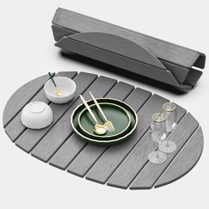 Large Stone Drying Mat for Kitchen Counter, Quick Drying Foldable Dish Drying Mat, Super Absorbent Diatomaceous Earth Drying Mat for Dishes Bottles Cups, Match Any Countertop (Grey, 22.8"x15.4") (Gray)