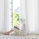 JOLLADE Non-See-Through White Privacy Semi Sheer Curtains That Let Light in 84 Inches Long Light Filtering Sheer Window Curtains Drapes for Living Room Bedroom 2 Panels Set White