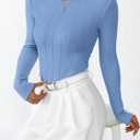 PRETTYGARDEN Crew Neck Long Sleeve Cute Going Out Tops for Women 2026 Casual Basic Slim Fit Womens Pullover Shirts (Blue, L)