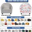 Club Chair Slipcover Printed 2 Piece Round Barrel Chair Cover Tub Armchair Covers with Elastic Bottom Chair Coverings Furniture Protector for Bar Counter (White+red Flower)