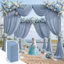 40 ft x 10 ft Wrinkle Free Dusty Blue Backdrop Curtain for Parties, 8 Panels 10ft Polyester Dusty Blue Photo Backdrop Drapes for Graduation Birthday Wedding Party Stage Curtains
