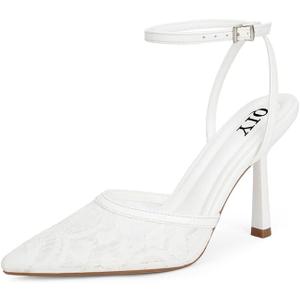 Closed Toe Ankle Strap Heels Women Pumps Pointed Toe Heeled Sandals for Women Stiletto Wedding Dress Shoes (8)