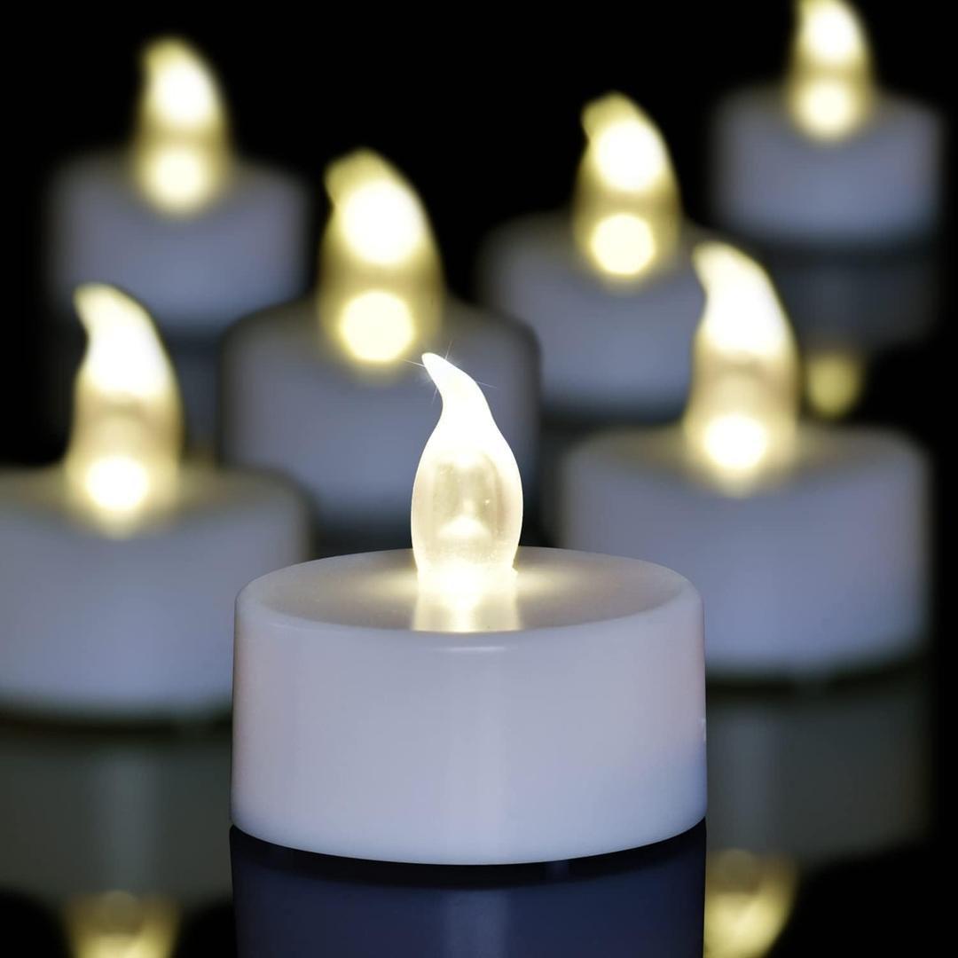50 Pack LED Tea Lights Bulk, 200+ Hours Long Lasting Battery Operated Flameless Candles for Wedding Centerpieces, Proposal Decorations, Valentine's Day & Event Decor (Warm White)