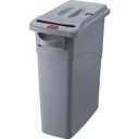 Rubbermaid Commercial Products Slim Jim Confidential Document Trash Can with Lid, 16-Gallon, Gray, Keyed Lock for Secure Disposable of Documents