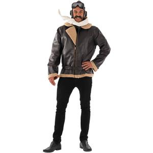 fun shack Fighter Pilot Costume, Men's Aviator Costume, Adult Size & Includes Jacket, Scarf, Hat & Goggles (Large, Black)