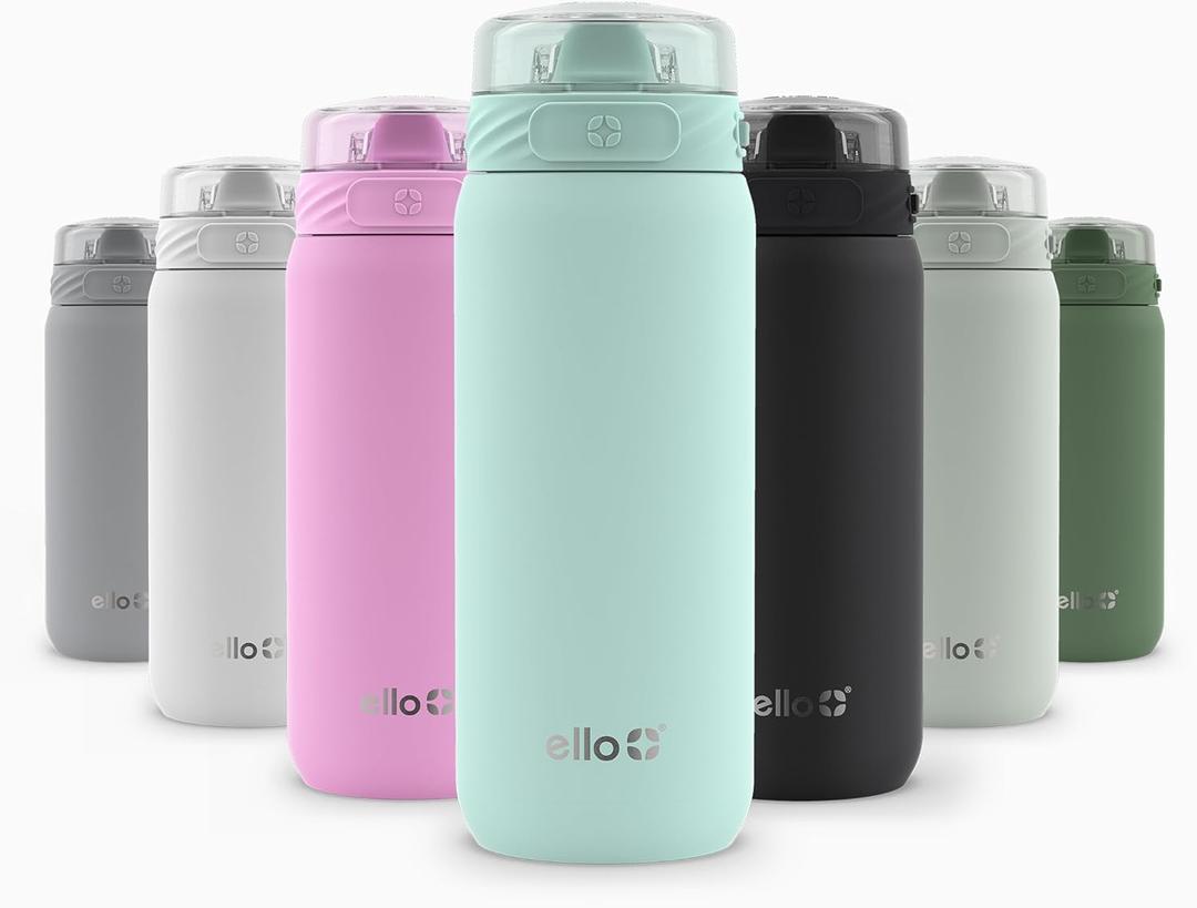 Ello Cooper 18oz Kids Stainless Steel Water Bottle with Straw and Carry Handle, Double Walled and Vacuum Insulated Metal, Leak Proof Locking Lid with Soft Silicone Spout, Reusable, BPA Free, Yucca Ello Cooper 18oz Kids Stainless Steel Water Bottle with Straw and Carry Handle, Double Walled and Vacuum Insulated Metal, Leak Proof Locking Lid with Soft Silicone Spout, Reusable, BPA Free, Yucca