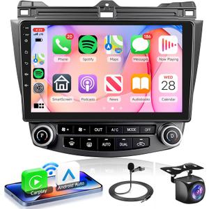 2G+64G Car Radio for Honda Accord 2003-2007, Rimoody Android 13 Car Stereo with Carplay Android Auto 10.1'' Touchscreen GPS WiFi Mirror Link Bluetooth FM/RDS HiFi SWC Backup Camera Microphone
