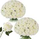Tifuly 50pcs Roses Artificial Flowers Bulk,Realistic Long Stem Fake Silk Roses for Wedding Centerpiece Table Vases Party Home Kitchen DIY Bouquets DecorOff White