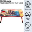 Marvel Spiderman Lap Desk Tray Table with Folding Legs, Cup Holder & Device Slot, Portable Kids Lap Desk for Homework, Meals, Tablets & Laptops