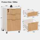 3 Drawers Fluted Mobile File Cabinet with Lock, Rolling File Cabinet Printer Stand Table, Under Desk Wooden Filing Cabinets for Home Office Essentials Storage Organization Furniture Letters/A4(Oak), 16.5 inches x 16.5 inches x 28 inches