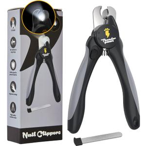 LED Dog Nail Clippers with Light, Trimmers with Protective Guard, Quick Sensor, Safety Lock and Nail File - Suitable for Large and Small Dogs & Cats (Grey, LED)