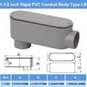 2Pack 1-1/2Inch Rigid PVC Conduit Body Type LB 1.50IN Slip x Slip PVC Conduit Bodies LB Type with Cover and Gasket, Gray