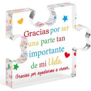 Yopyame Spanish Teacher Appreciation Gifts - Regalos para Maestra Acrylic Gift Thank You Teachers Engraved Acrylic Puzzle Plaque End of Year Graduation Christmas Birthday Thanksgiving Gift for Teacher